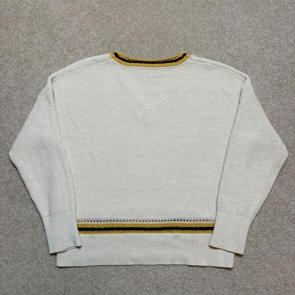 Rag & Bone Sweater Womens Small White V Neck Cricket Pullover Stripe Trim Knit - Picture 4 of 10